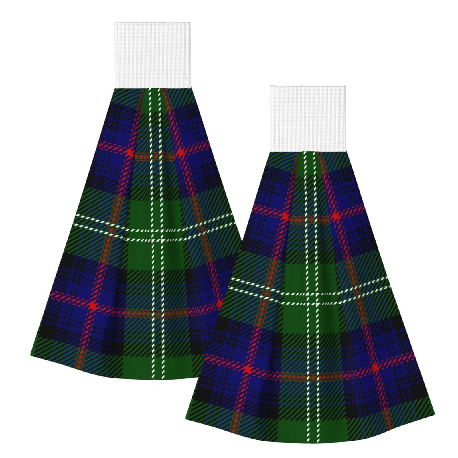 DOPKLNA Clan Sutherland Scottish Tartan Plaid, 2 Pcs Hanging Coral Fiber Hand Towels for Bathroom, Absorbent Kitchen Towels