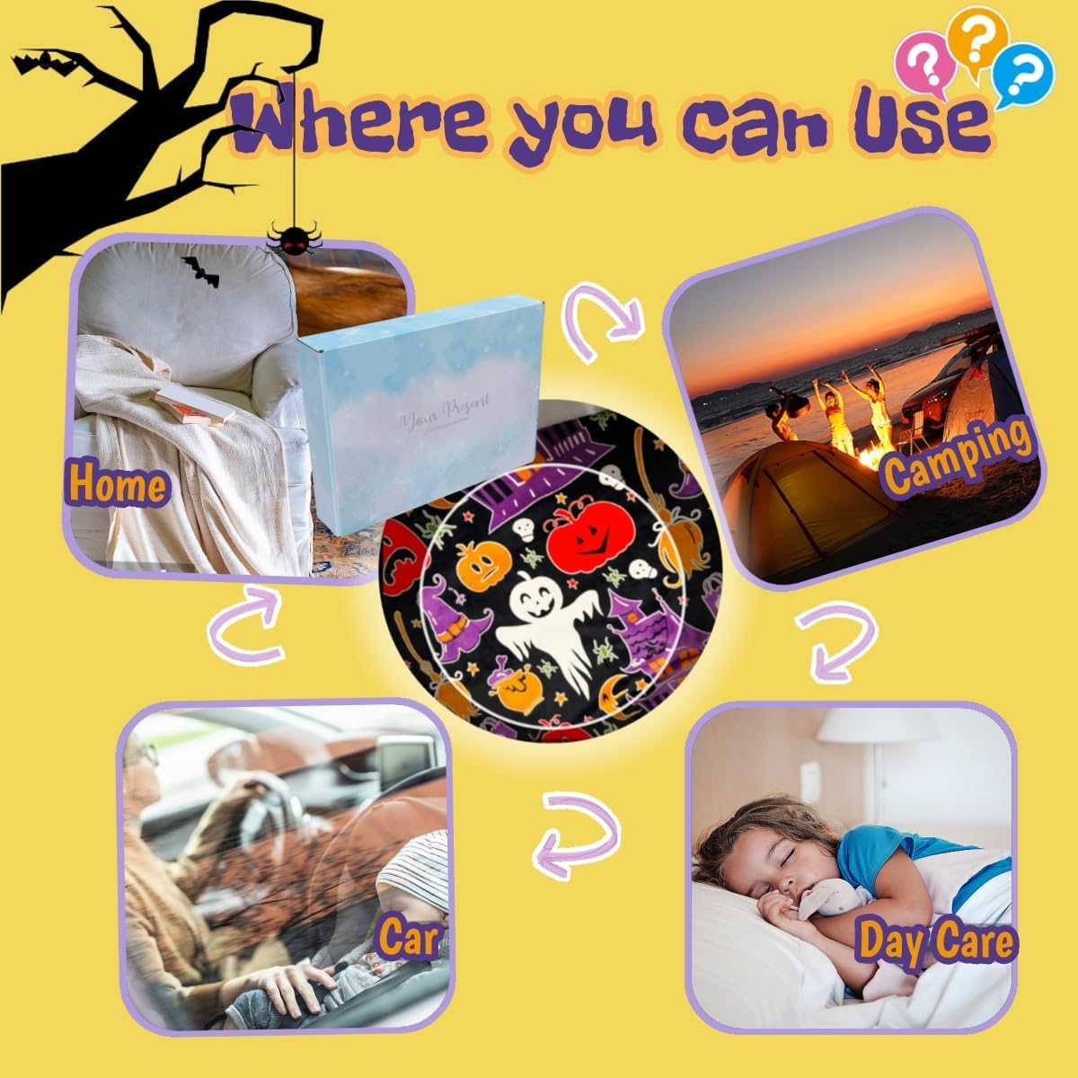 Cute Funny Halloween Blanket for Kids/Teens/Women/Men, Glow in The Dark Throw Blankets Soft Plush Fleece, Spooky Blanket for Boy/Girls/Toddler, Day Care Home Travel Use, 60"*50", Black - Image 6