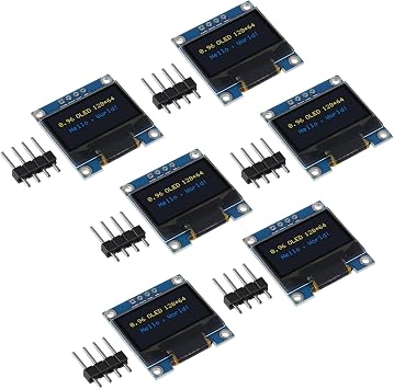 6PCS OLED Display Module I2C IIC 128X64 0.96 Inch Display Module SSD1315 Yellow Blue Two-Color Display with Pins for Arduino UNO R3 STM