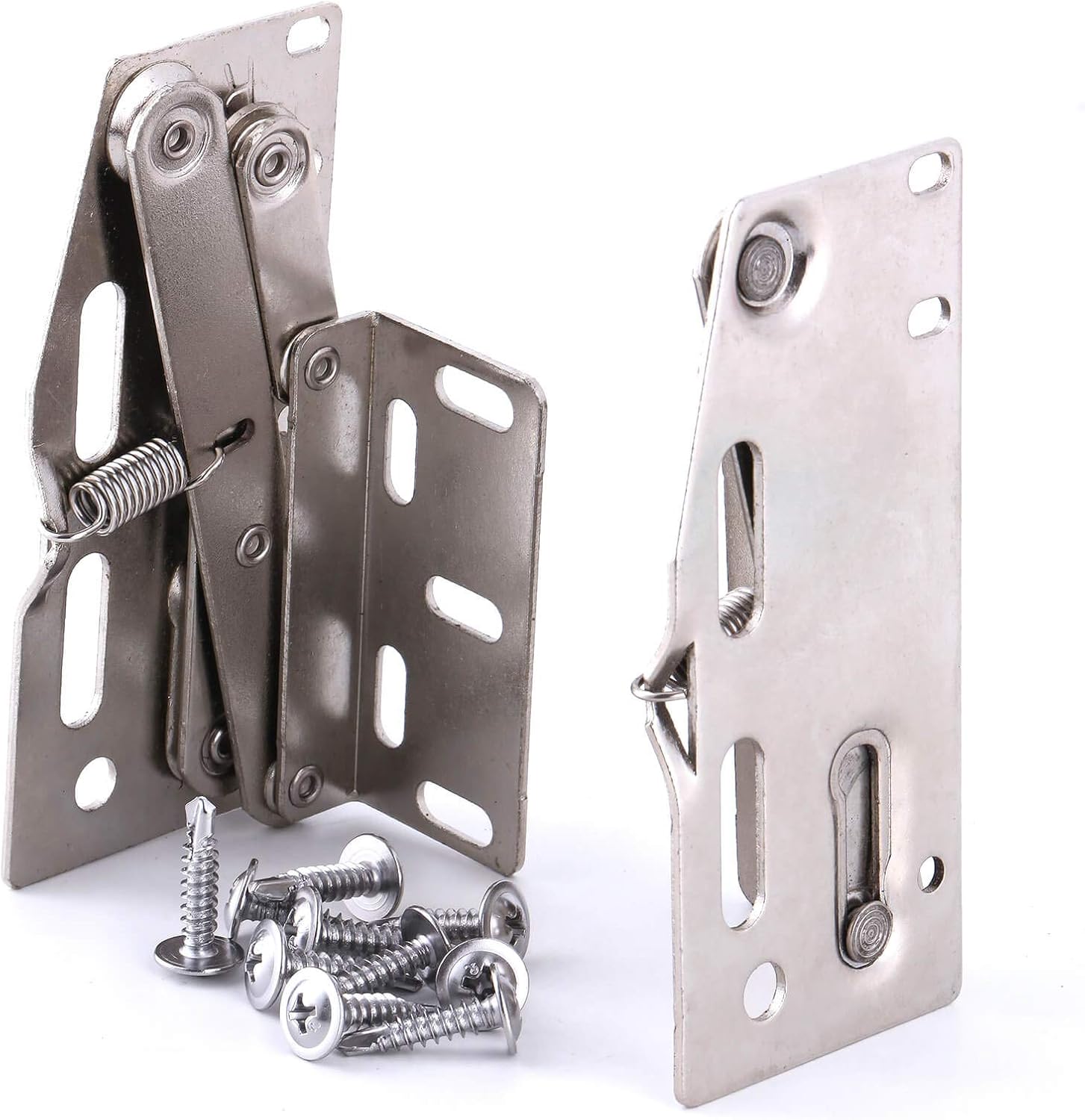 Scissor Hinges with Mounting Hardware, Tip Out Tray Hinges for Kitchen Sink or Bathroom Cabinet Organizer, Nickel Plated Steel, Pack of 2