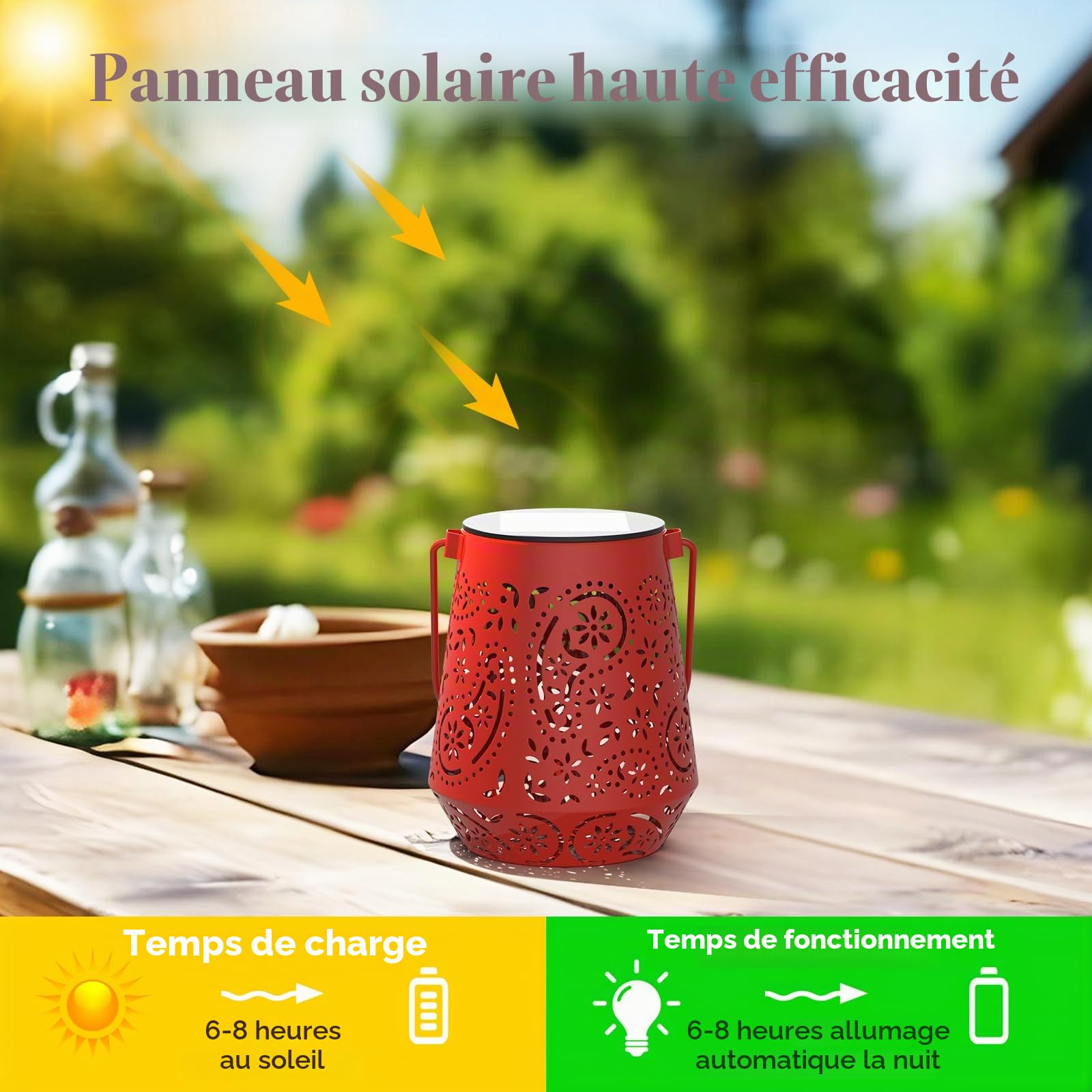 OxyLED Lanterne Solaire Exterieur Jardin IP44 Imperméable 4 Couleurs Lampe Solaire Decorative
