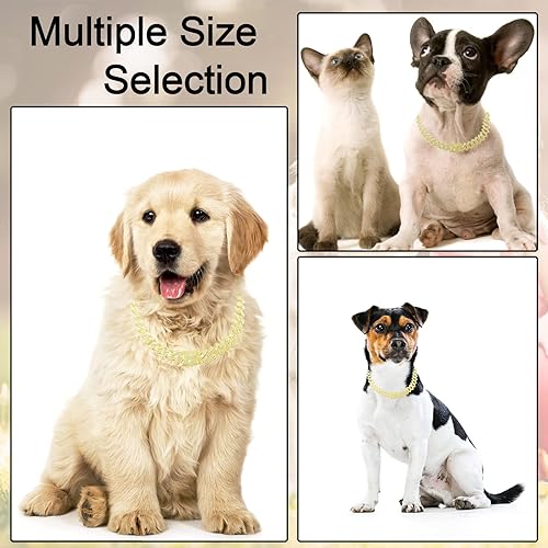 Miniatura 2 de Collar de cadena para perro, collar cubano de diamante con purpurina, collar de cadena de metal para caminar con diseño de hebilla segura para