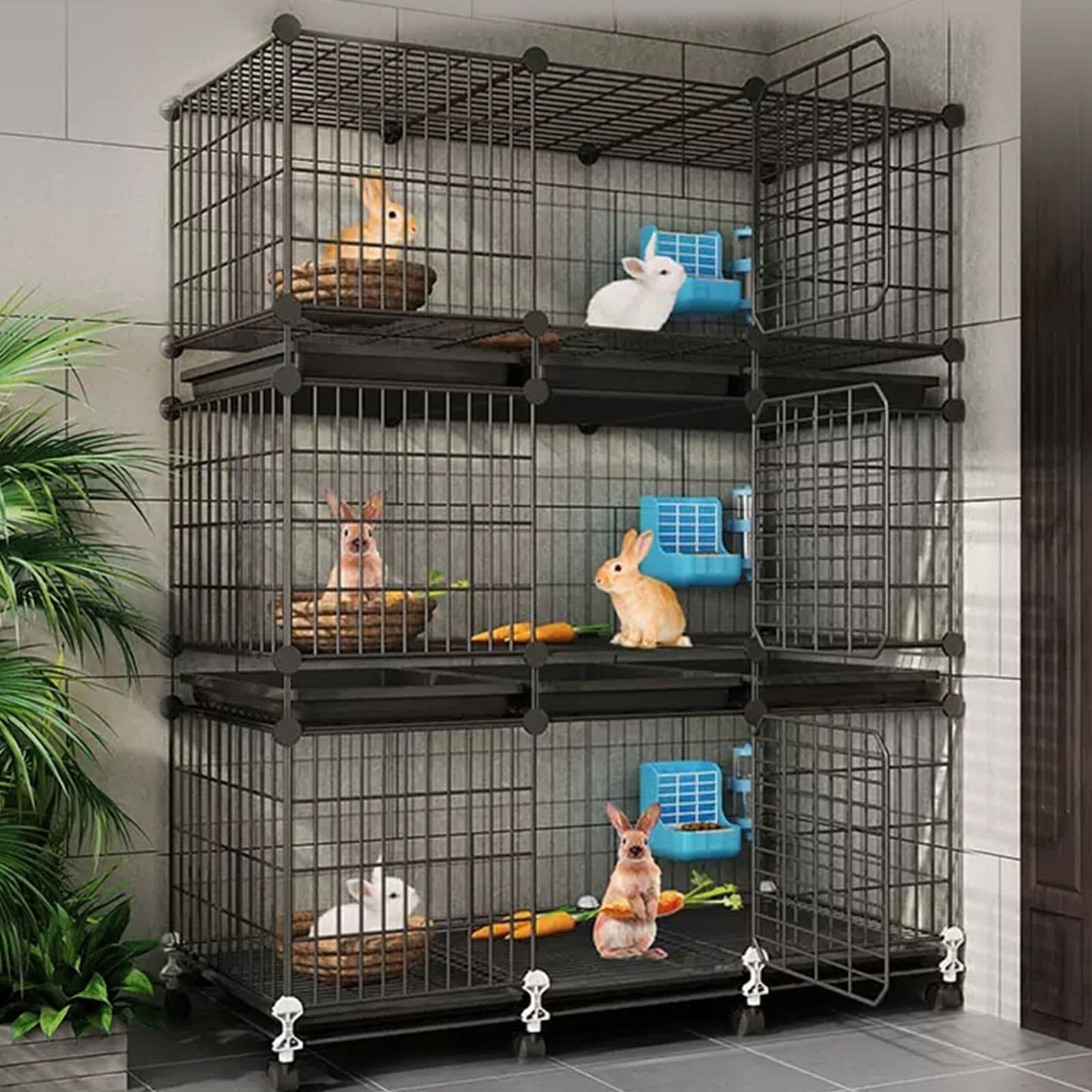 Grande gabbia per gatti da interno staccabile, Recinto for animali domestici, gabbie for piccoli animali, gabbia for conigli e porcellini d'India, appartamento in filo metallico, villa premium for ani