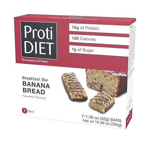ProtiDIET Barra de proteína de pan de plátano, aperitivos bajos en azúcar y alto contenido de proteínas para adultos, barras de reemplazo de comidas