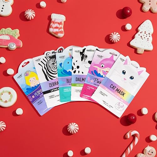 Vista 8 de Epielle Character Face Mask Wave & Wild 12 Pack, Fun & Effective Korean Skin Care, Spa Party Favors, Stocking Stuffers, Birthday Gifts for Women