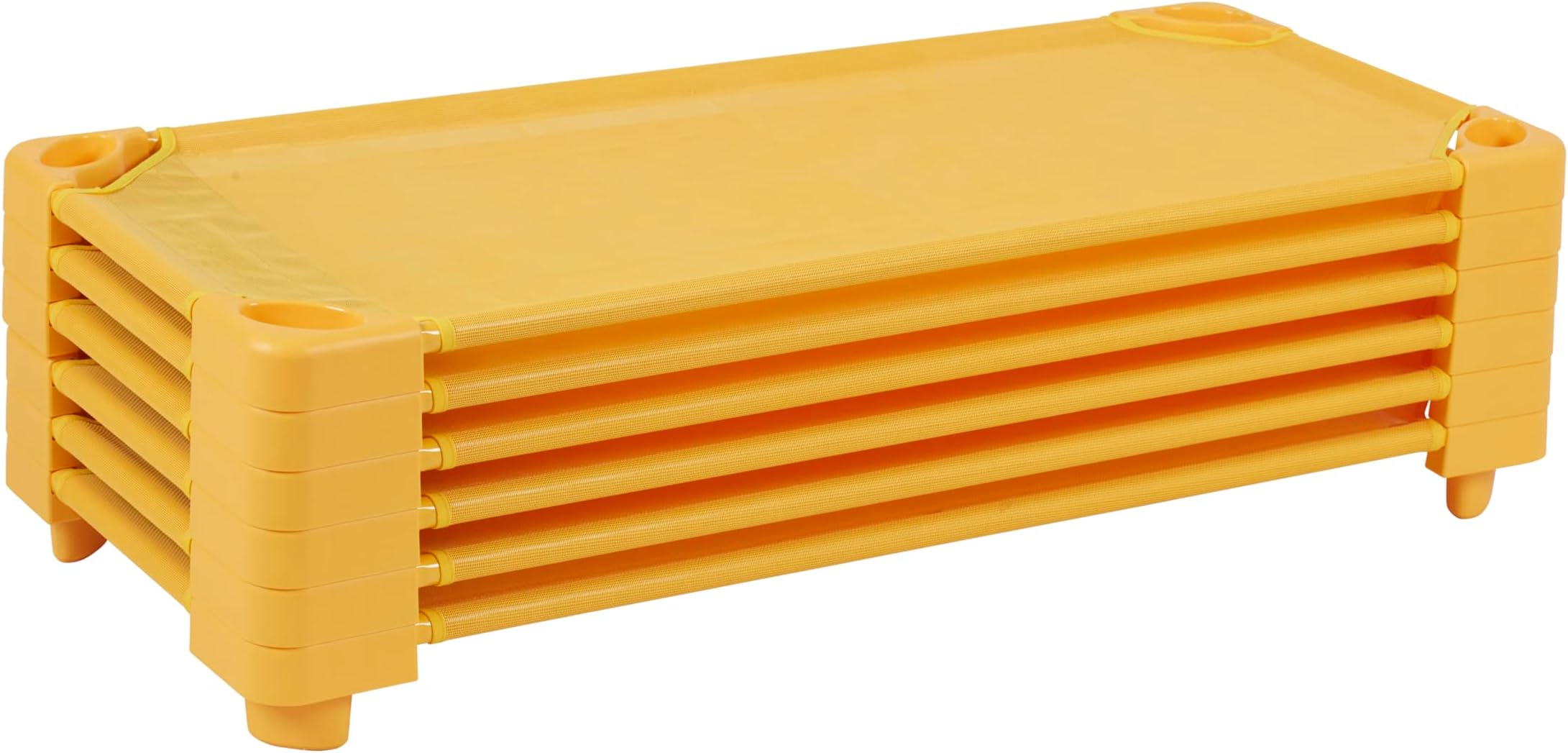 ECR4Kids Children's Naptime Cot, Stackable Daycare Sleeping Cot for Kids, 52" L x 23" W, Ready-to-Assemble, Yellow (Set of 6)