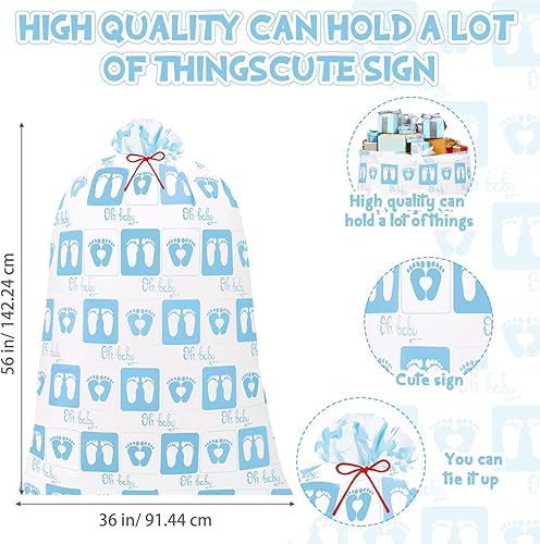 Miniatura 2 de Zonon 3 bolsas de regalo extra grandes para baby shower, bolsa de regalo grande, de plástico, de gran tamaño, revelación de género, envoltura de