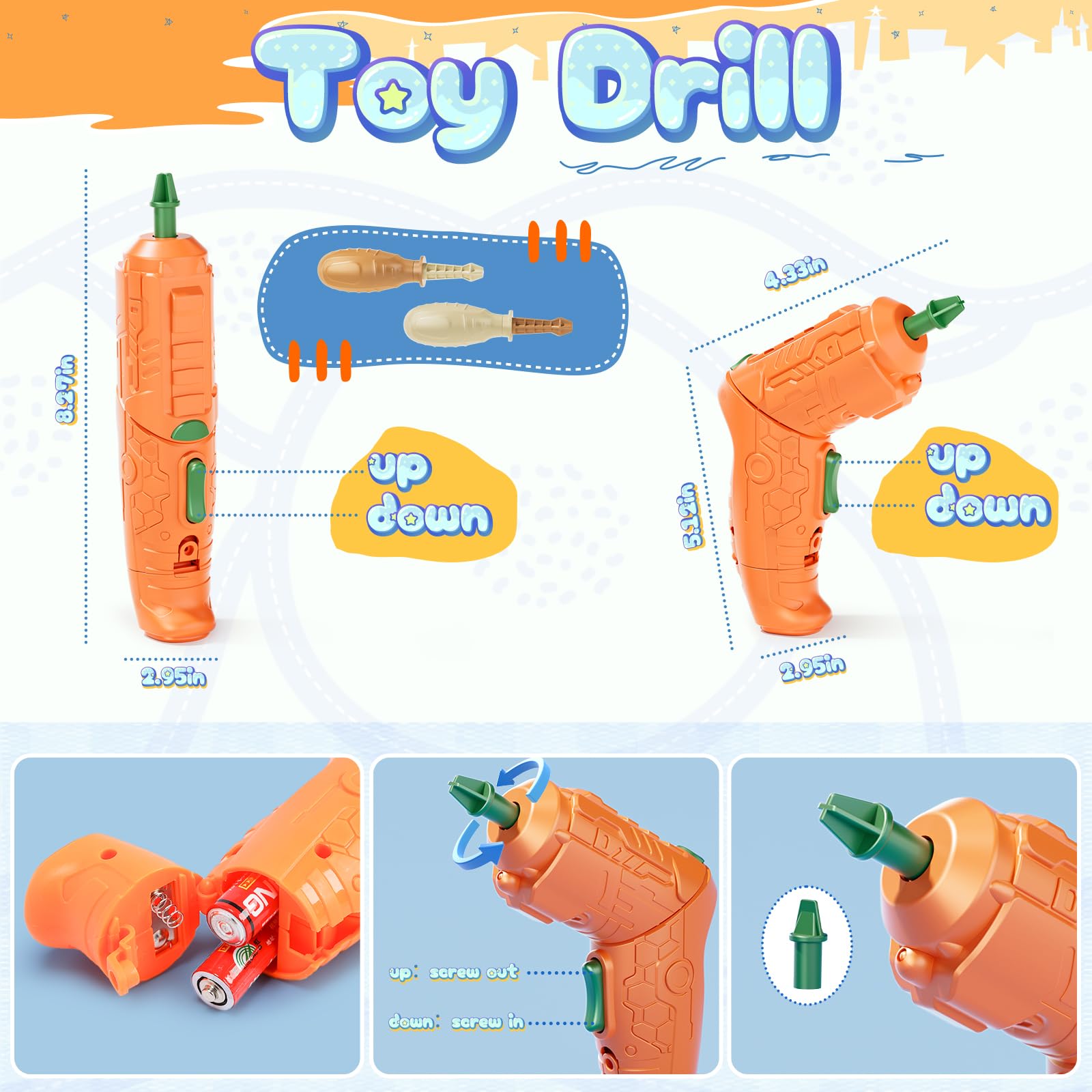 Skirfy Kit de construction électrique à visser 5 pièces avec outils, moteur et perceuse, jouet éducatif STEM