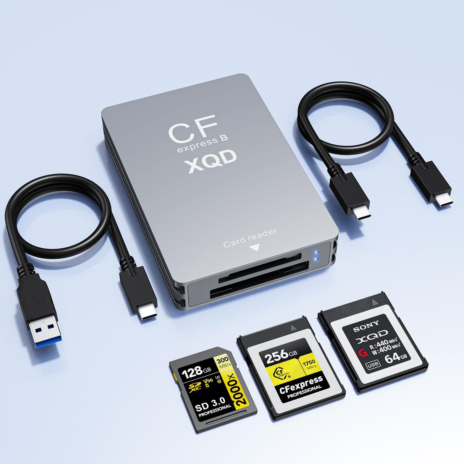 CFexpress Type B Card Reader with XQD & SD Support, USB-C 3.2 Gen 2 10Gbps Aluminum Memory Card Reader for CFexpress Type B, XQD and SD UHS-II/UHS-I Cards-picture-14
