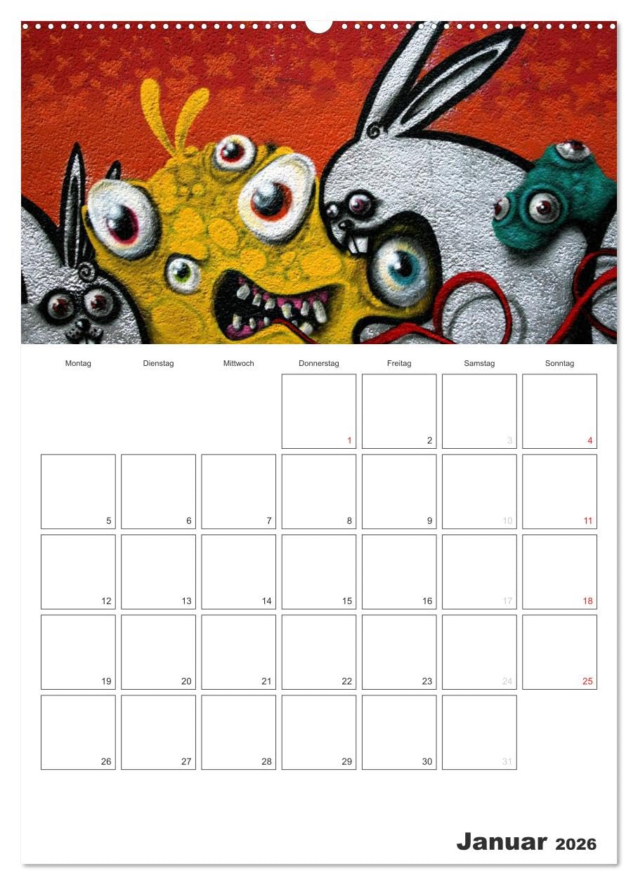 GRAFFITI 2026 / Planer (hochwertiger Premium Wandkalender 2026 DIN A2 hoch), Kunstdruck in Hochglanz