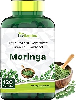 tnvitamins Moringa 120 Capsules | High Potency Moringa Leaf Extract Superfood Supplement for Energy, Vitality & Antioxidant Support