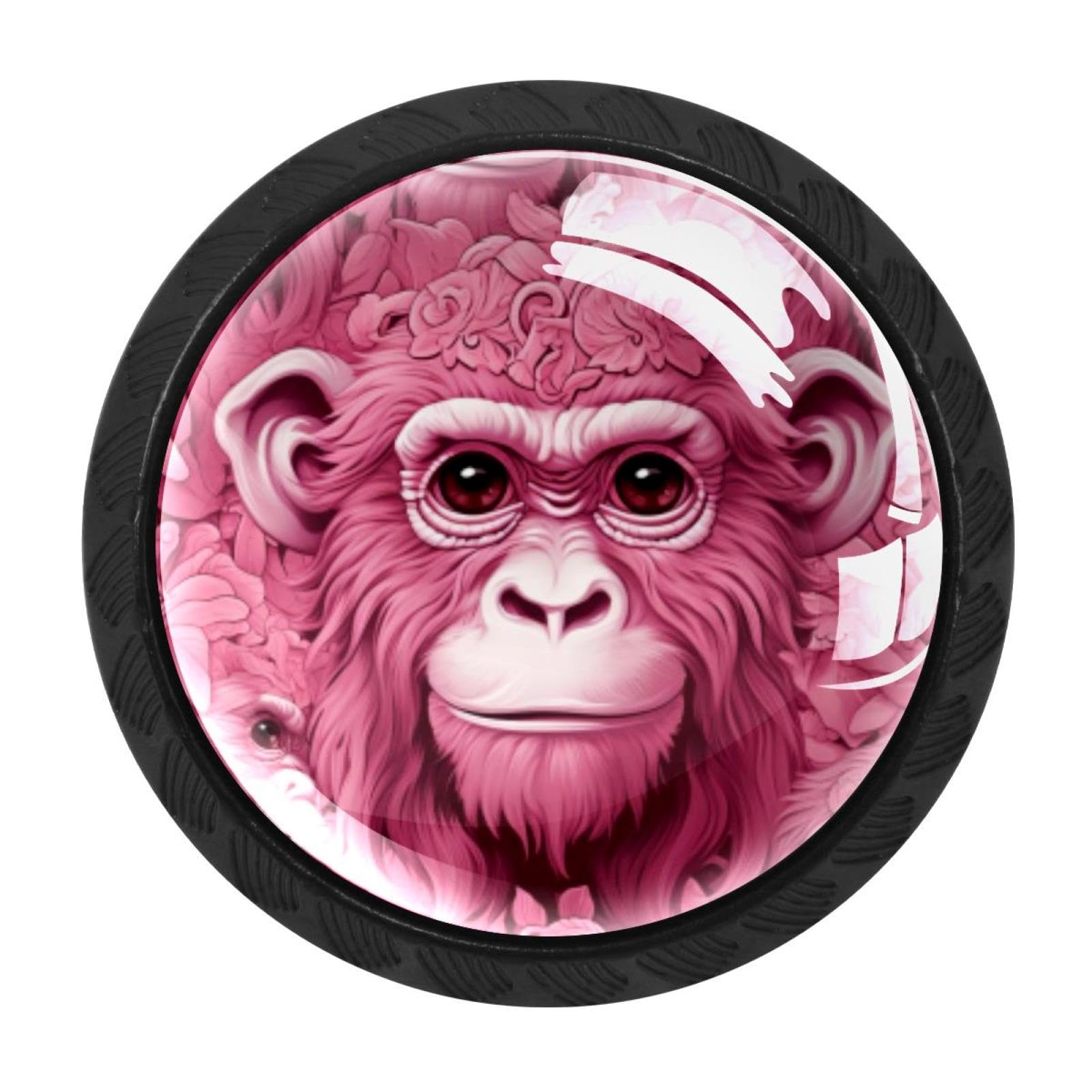 Chenzzzz Multicolored 02 Pink Monkey Orangutan Drawer Knobs 4 Pack Crystal Dresser Knobs 35Mm Glass Cabinet Knobs For Home Office Bathroom