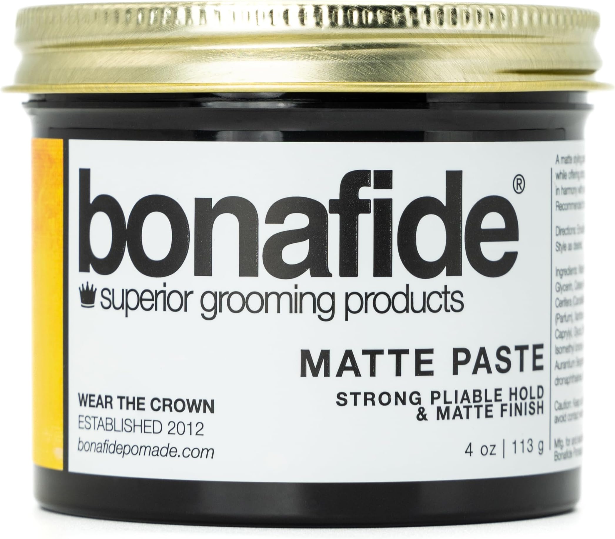 Matte Paste 4 oz. | Matte Finish Texturing Pliable Strong Hold, Water Based Formula Washes out Easily, Light Citrus Fragrance