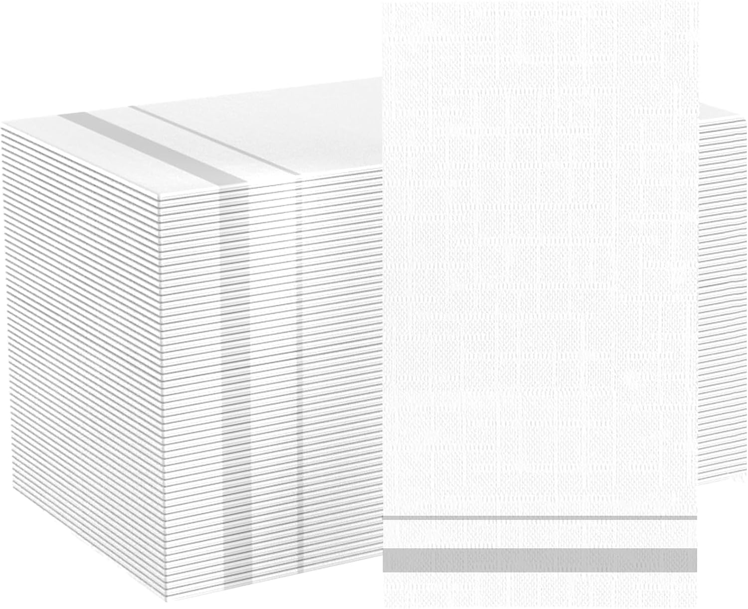 200 Pack Disposable Paper Napkins, Soft and Absorbent Paper Hand Towels, 3-Ply Silver Trim Lined Elegant Dinner Napkins for Kitchen, Wedding, Parties, Dinners or Events (15.7" x 13")