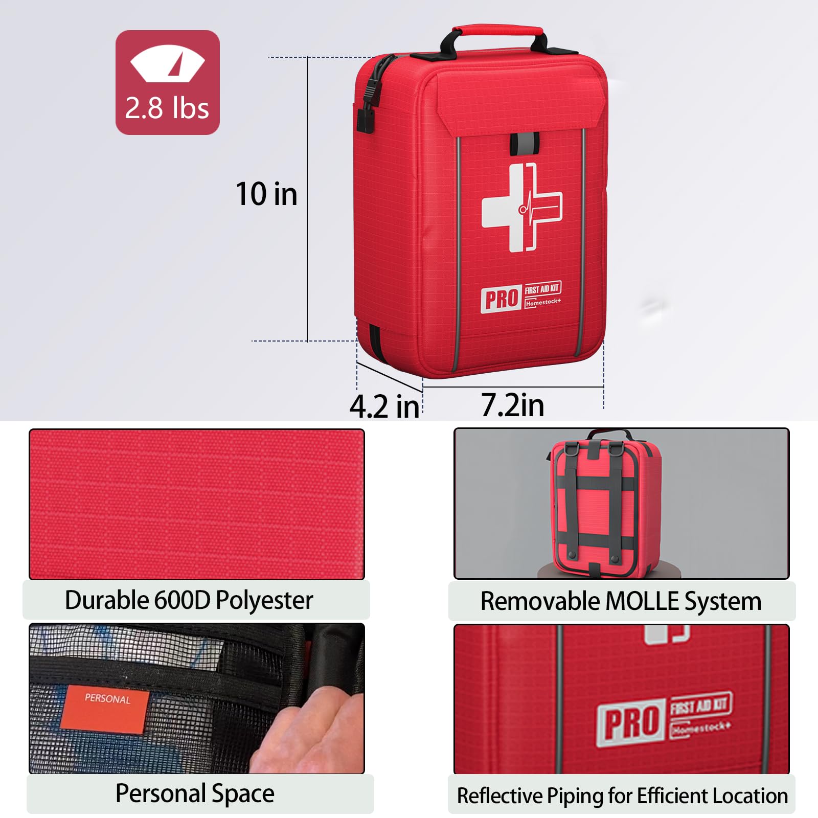?2024 UPGRADE? Comprehensive First Aid Kit with Labelled Compartments, Molle System Emergency Kits for Car,Home,Hiking, Backpacking, Camping, Traveling, and Cycling