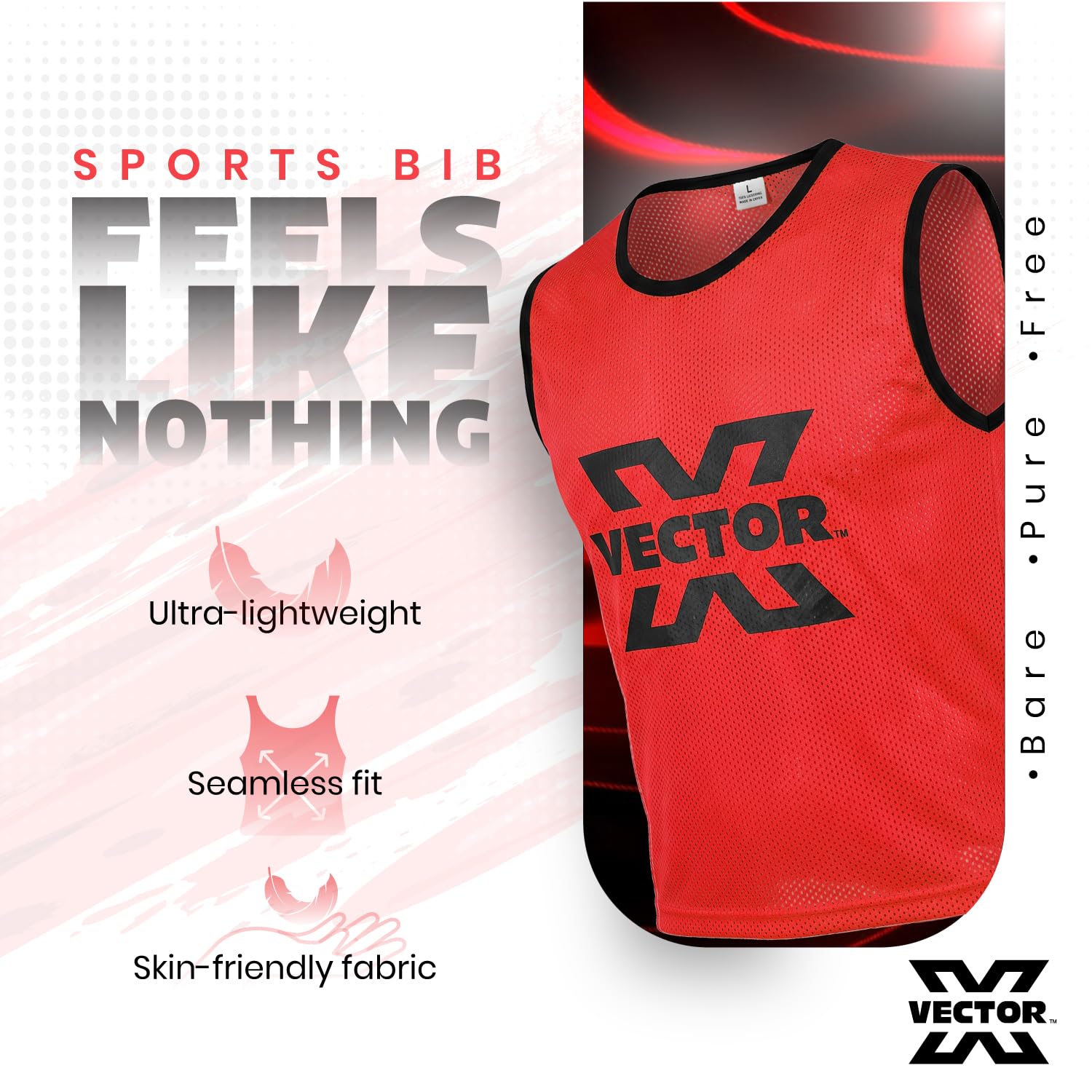 Vector X Training Bibs for Football Soccer Basketball Volleyball for Track and Field Play (M, RED, 3) 1