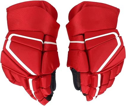 gernie Red Ice Hockey Gloves, 1 Pair Senior Ice Hockey Gloves, Comfortable Fit, Maximum Protection for Sports