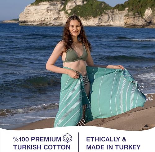 Miniatura 2 de Toalla de Playa Turca de Gran Tamaño 38''x71'' - Juego de 6  Toallas de Piscina 100% Algodón Turco Ligeras Sin Arena de Secado Rápido  Toallas de