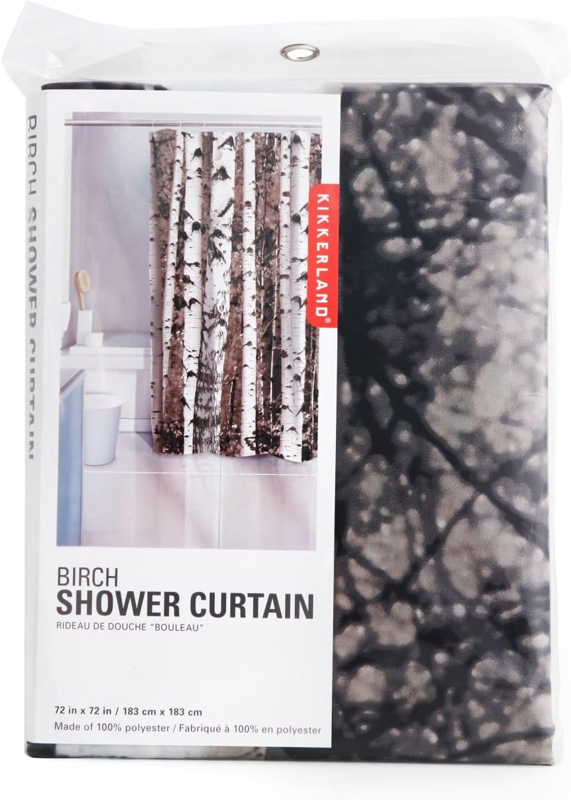 Kikkerland Shower Curtain, Polyester, Birch