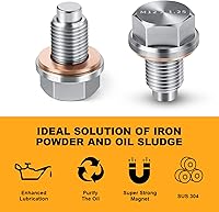 Vista 6 de Tapón magnético de drenaje de aceite M12 x 1.25 de acero inoxidable con juntas de arandela de cobre rojo de repuesto para Toyota, Lexus, Nissan