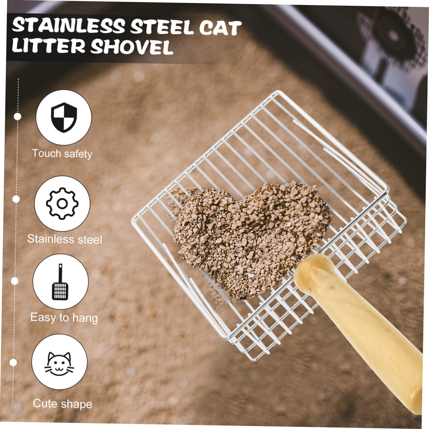Pala para Arena de Gato, Pala ergonómica for Arena de Gatos y Reptiles, Reutilizable for Mascotas