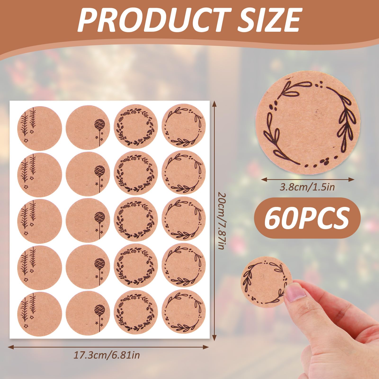 444 PCS Autocollants De Noël Kraft, 148 Designs Uniques Étiquettes De Vacances, Autocollants De Noël Vibrants Avec Étiquettes Adhésives Pour Noms Décoration Joyeux Noël (15 Feuilles