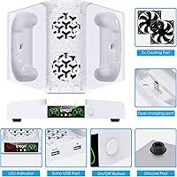 Vista 5 de Soporte de refrigeración vertical con ventilador de refrigeración de succión y estación de carga de doble controlador para Xbox Series S, estación