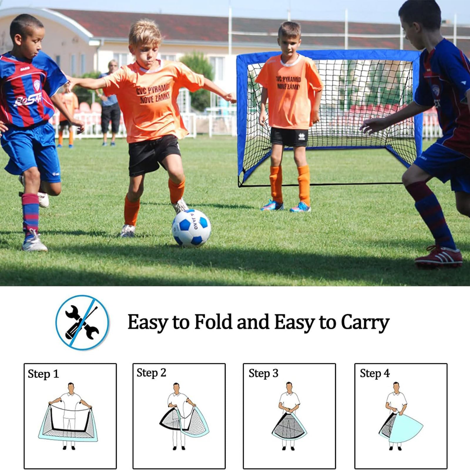 Juego de porterías de entrenamiento de fútbol plegable que incluye bolsa de transporte portátil y accesorios para adultos mejores jugadores de fútbol juveniles