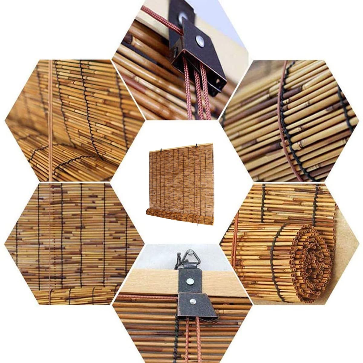 Store en Bambou, Store intérieur/extérieur en Bambou pour fenêtre Enroulable, Rideau en Bambou tissé à la Main, carbonisation Facile à Installer, Taille Personnalisable. (Size : W110xH190cm/43x75in)
