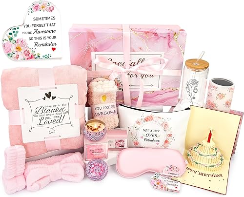 Regalos de cumpleaños para mujeres, 13 unidades, cesta de regalo de San Valentín para mujeres, paquete de cuidado de cesta de spa, caja de cuidado