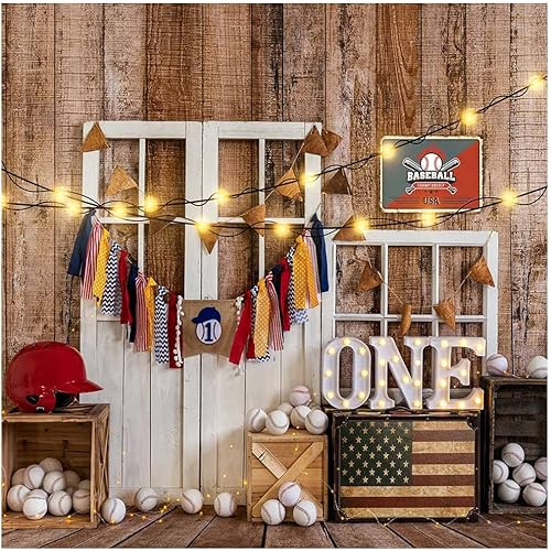 Miniatura 9 de Kate Fondos de fotografía para fiestas temáticas de béisbol, 7x5 pies, decoración de iluminación, fiesta de cumpleaños, estudio fotográfico, fondo