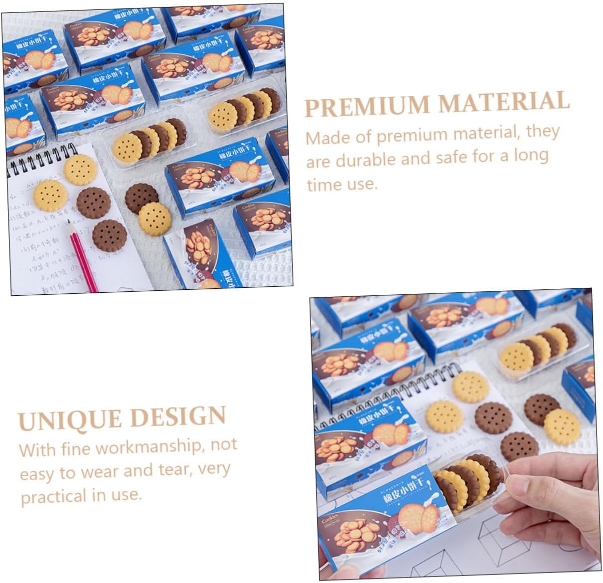 Toddmomy 18pcs Cartoon Erasers Adorable Cookie Shape Stationery for School Pencil Top Erasers for Boys Lightweight Portable