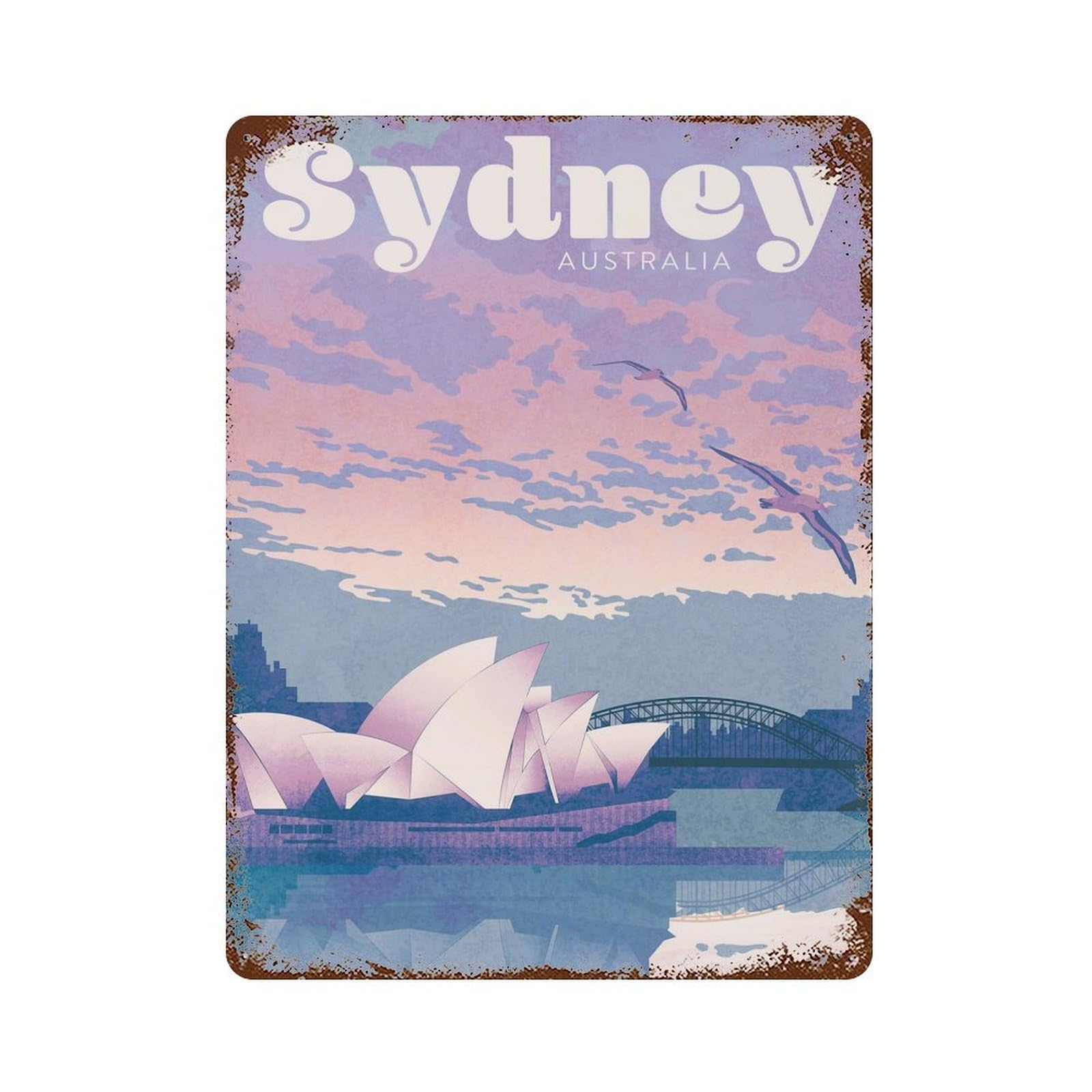 Sydney Australia Travel Decorative Tin Sign 15.7"x11.8", Retro Wall Decor for Basement, Hobby Room And Garage Decor