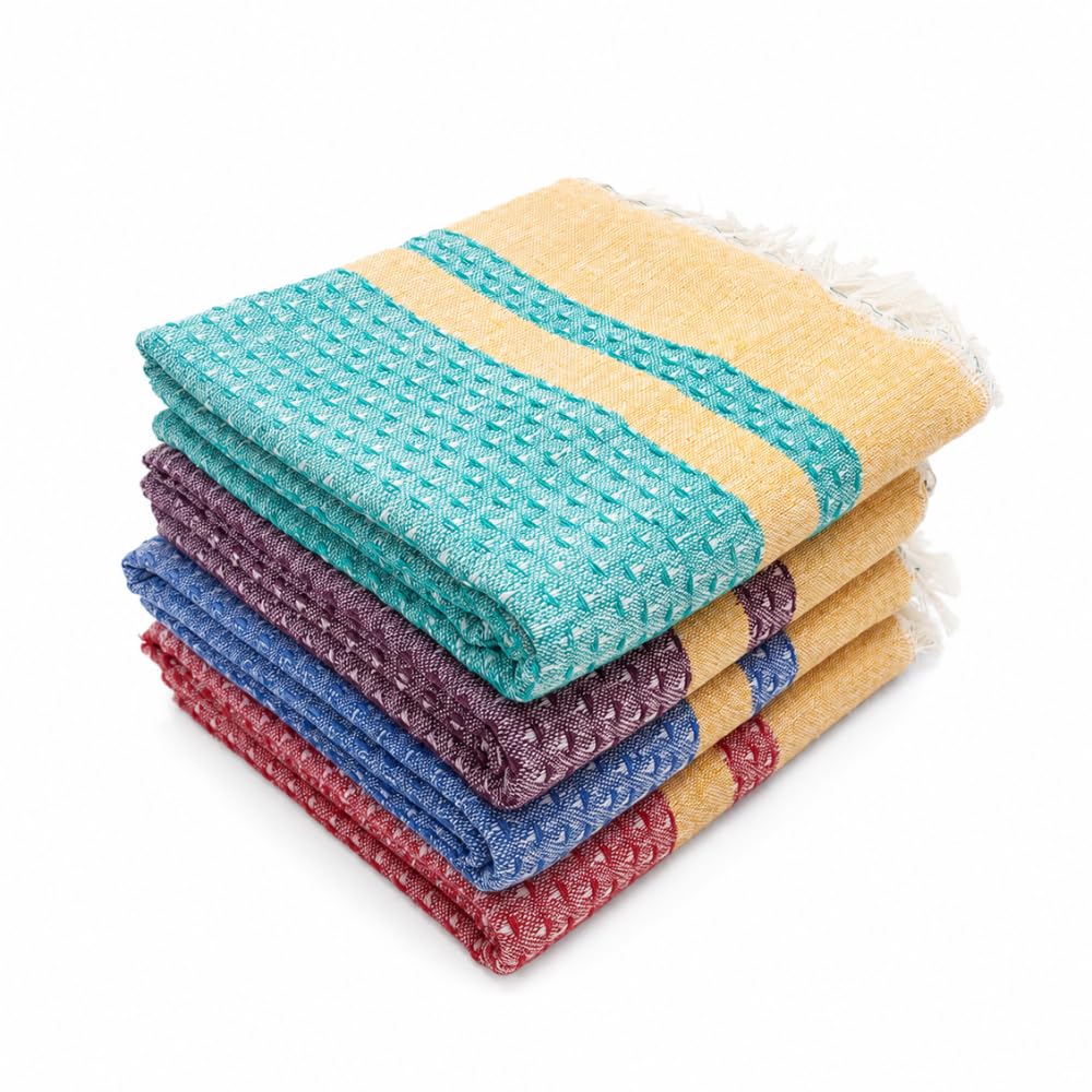 Ultra Soft Large Cotton Bath Towel – Quick Dry, High Absorbency, Lightweight|Multipurpose Towel for Travel, Gym, Spa, Shower (DEEP Pack of 4) Blue,RED,Black, Dark Purple-image-43
