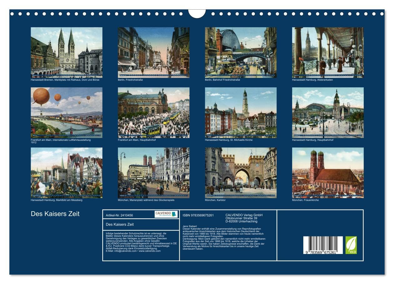 CALVENDO - Des Kaisers Zeit (Wandkalender 2027 DIN A3 quer), Monatskalender: Eine Zusammenstellung reprofotografisch bearbeiteter Ansichtskarten aus dem Deutschland der Kaiserzeit
