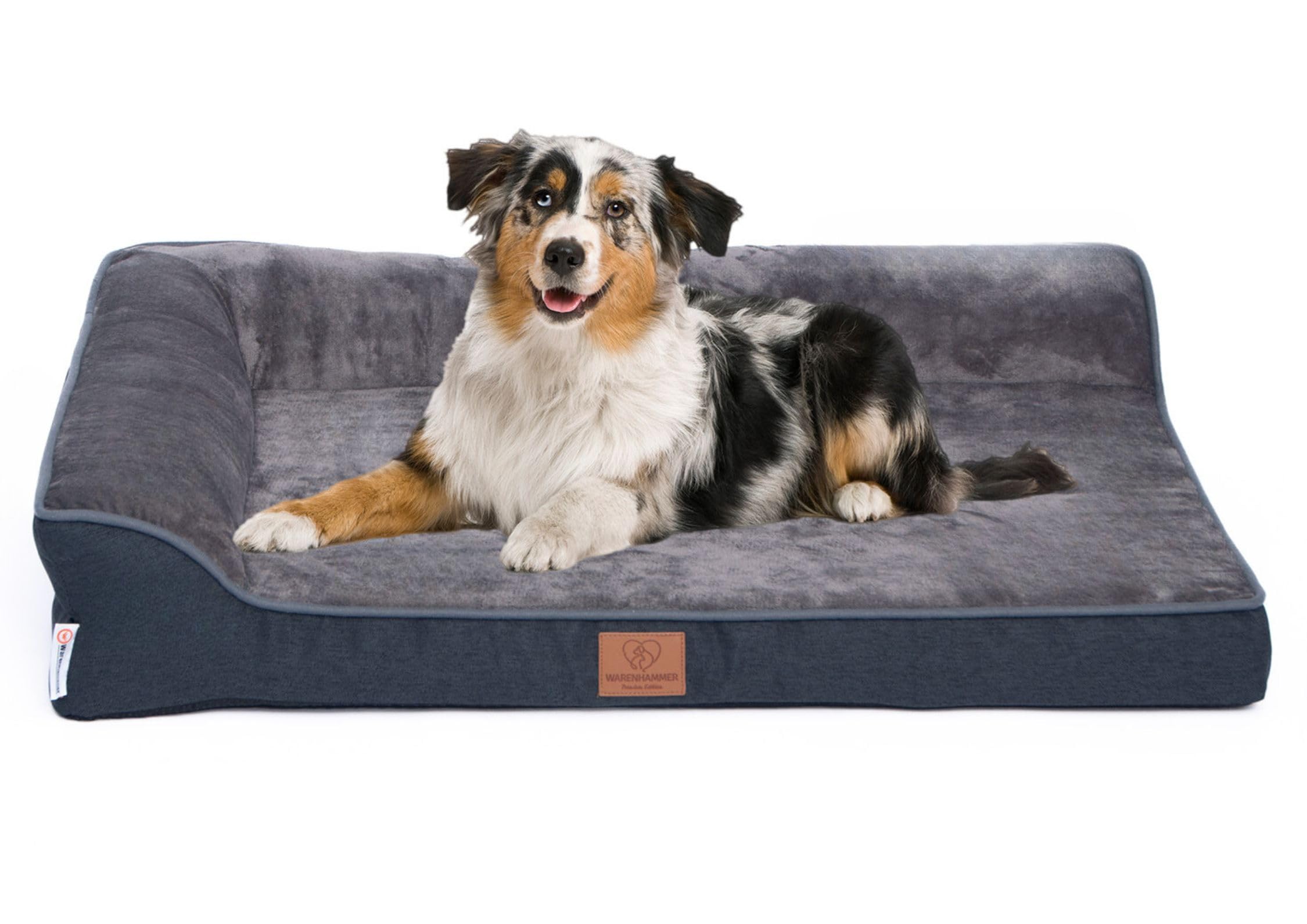 Cuccia ortopedica per cani di alta qualità con schiuma d'uovo per cani, lavabile, soffice, fodera rimovibile, lavabile, 71 x 60 x 16 cm, grigio scuro (M)