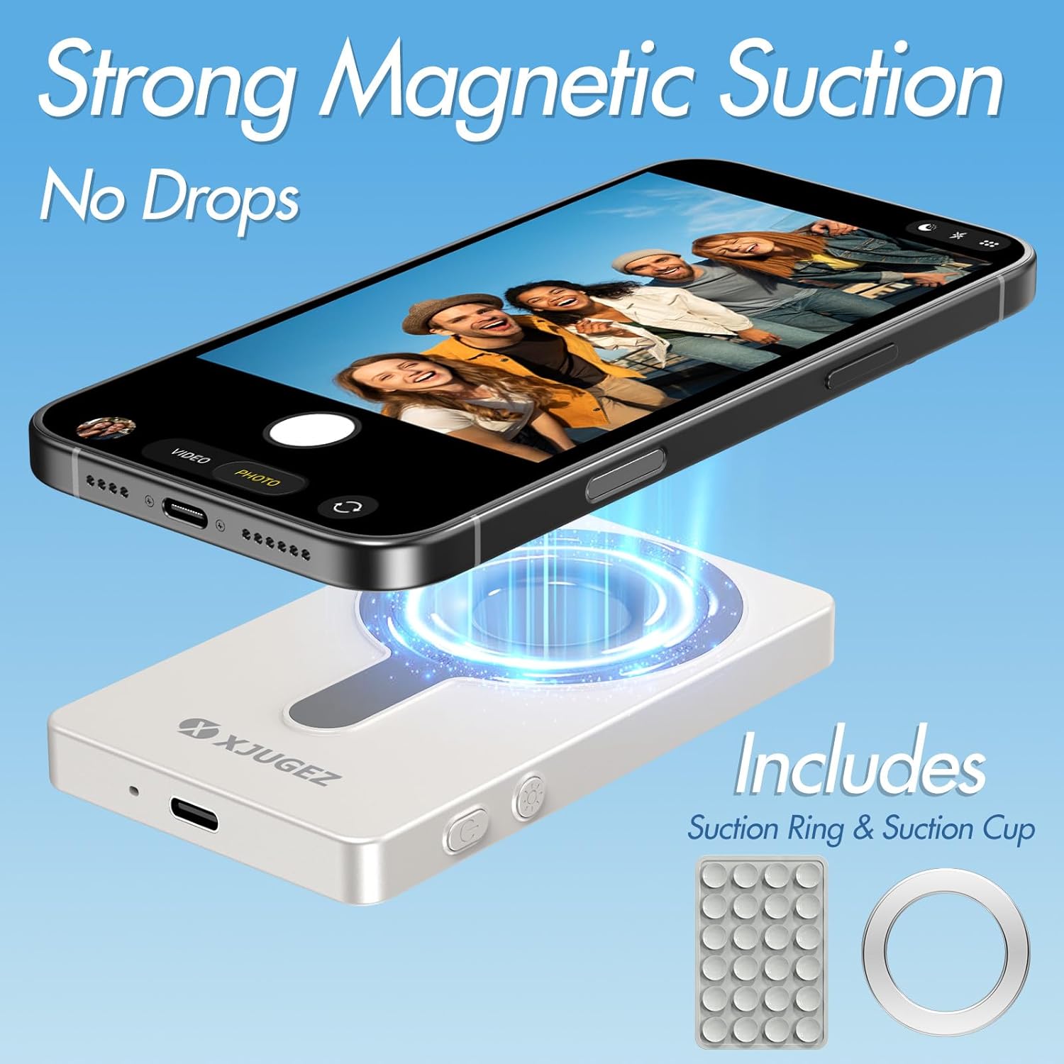 Phone Vlog Selfie Monitor Screen for iPhone 16/17,Back Camera Monitor Screen with Remote Control,2500mAh Battery,Strong Magnetic Vlog Camera 4K for YouTube,Live Stream,TikTok-No Delay