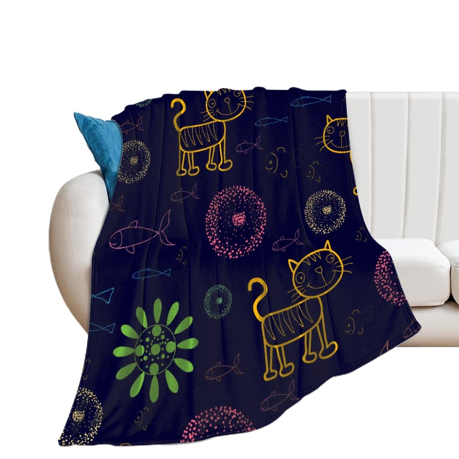 Plaid plaid canapé flanelle doux couverture polaire simple chat 150x200cm