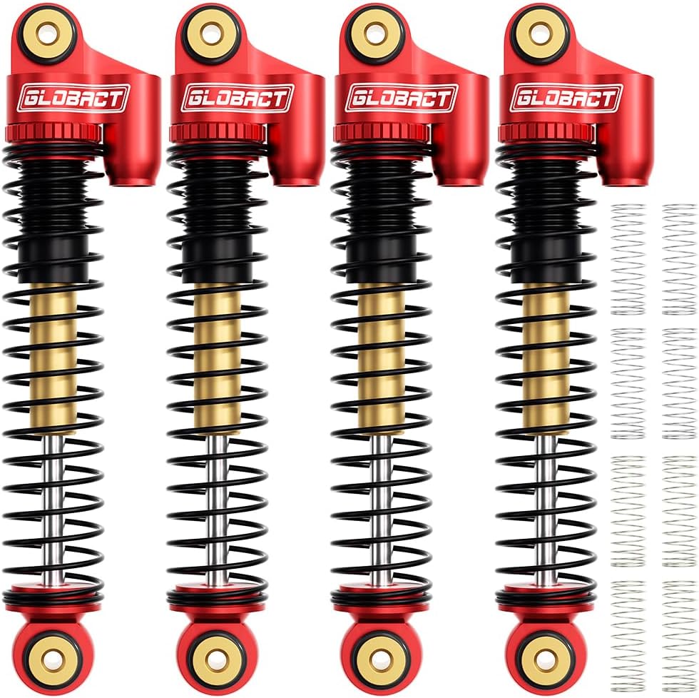 GLOBACT 52mm Aluminum Front & Rear Shocks for 1/24 Axial SCX24 Bronco/C10/JLU CRC/Deadbolt/Gladiator Upgrade Accessories (4PCS Red)