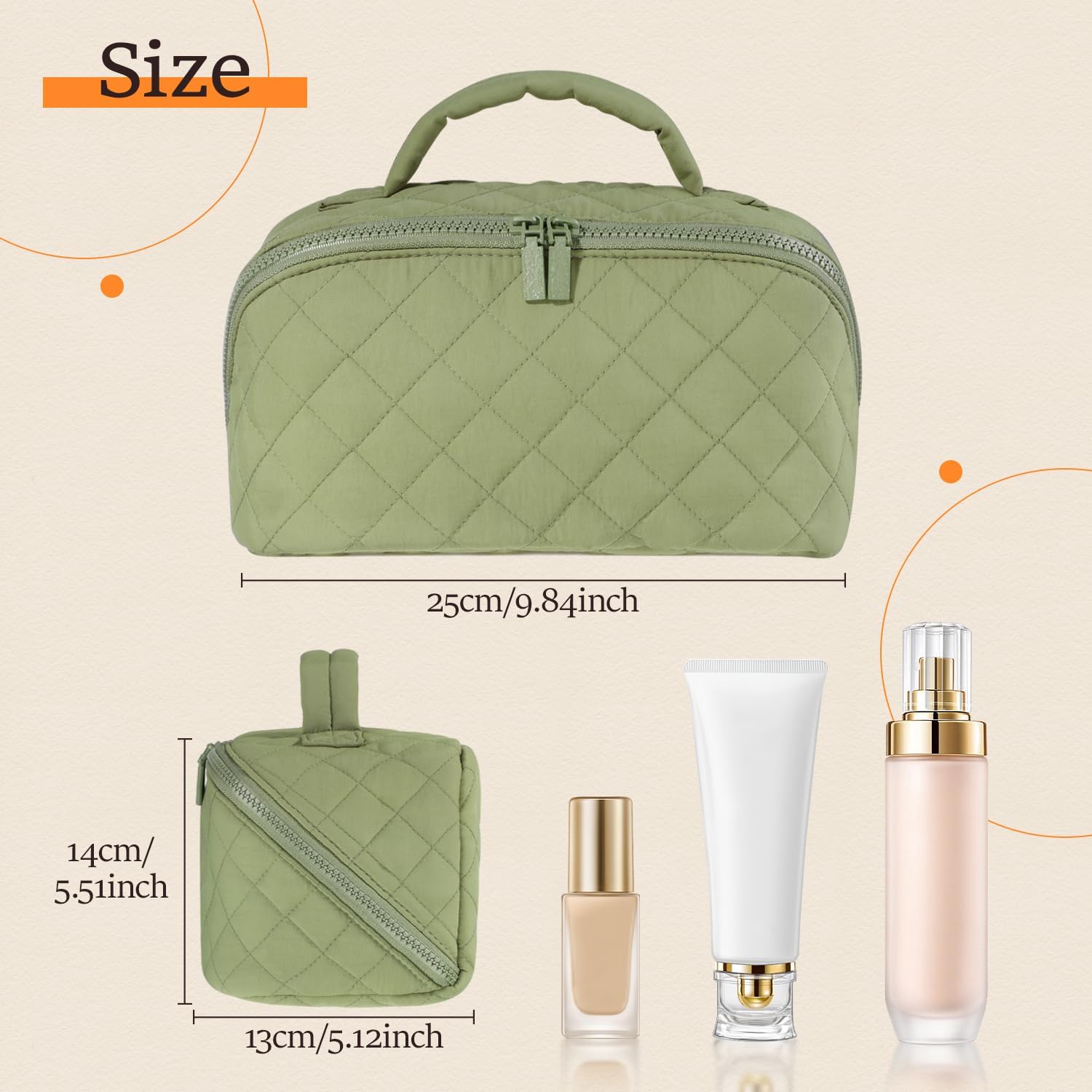 Petition Makeup Bag for Women, Wide Open Lay-Flat Cosmetic Case, Festivalment Makeup Bag, Spacious 180° Open Cosmetic Organizer for Toiletries & Brushes Large Capacity with Compartments (Green) - Image 5