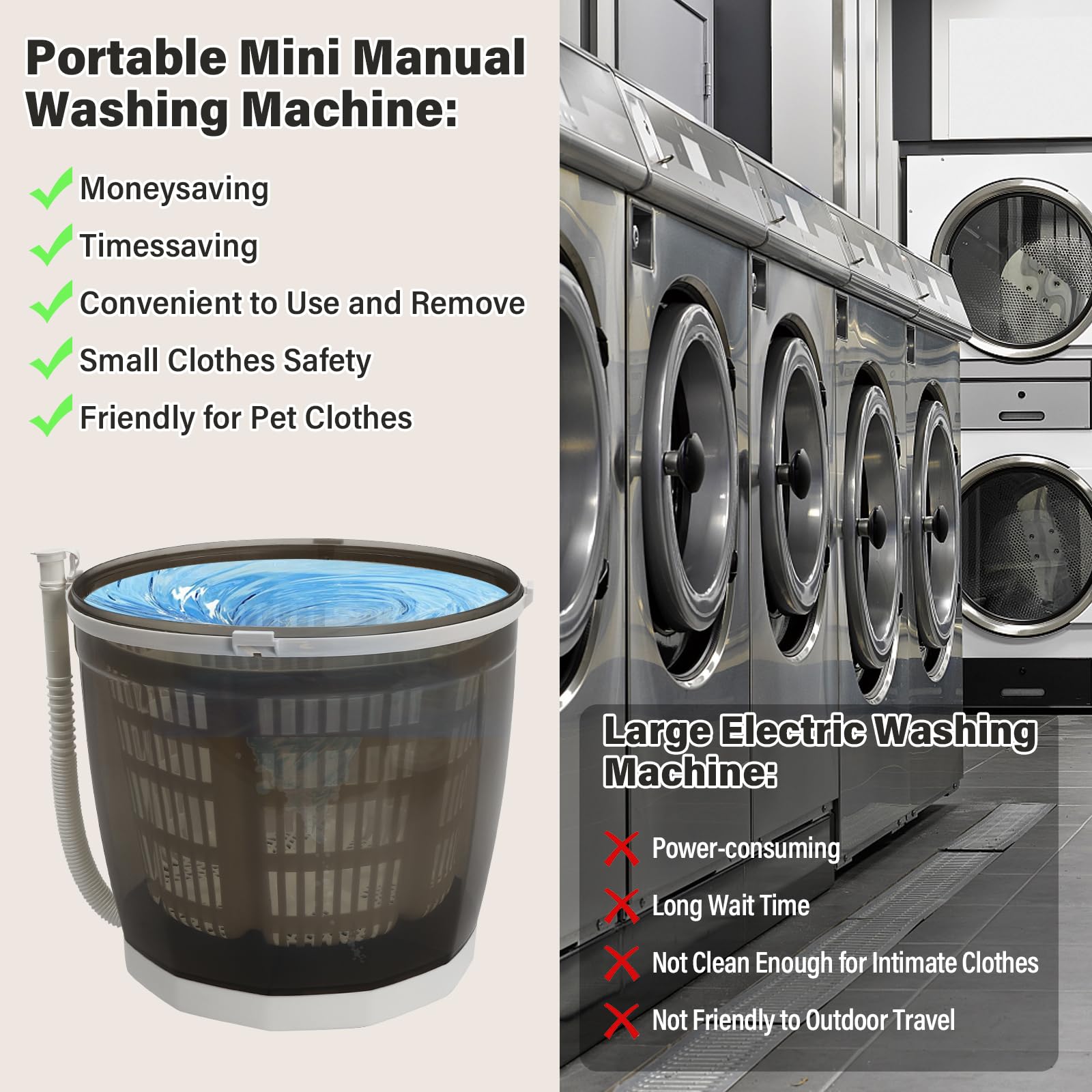 Mini Portable Washing Machine and Dryer,2 in Manual Washing Machine for  Clothes Spin Dryer Mini Traveling Outdoor Washing Machine Non-Electric