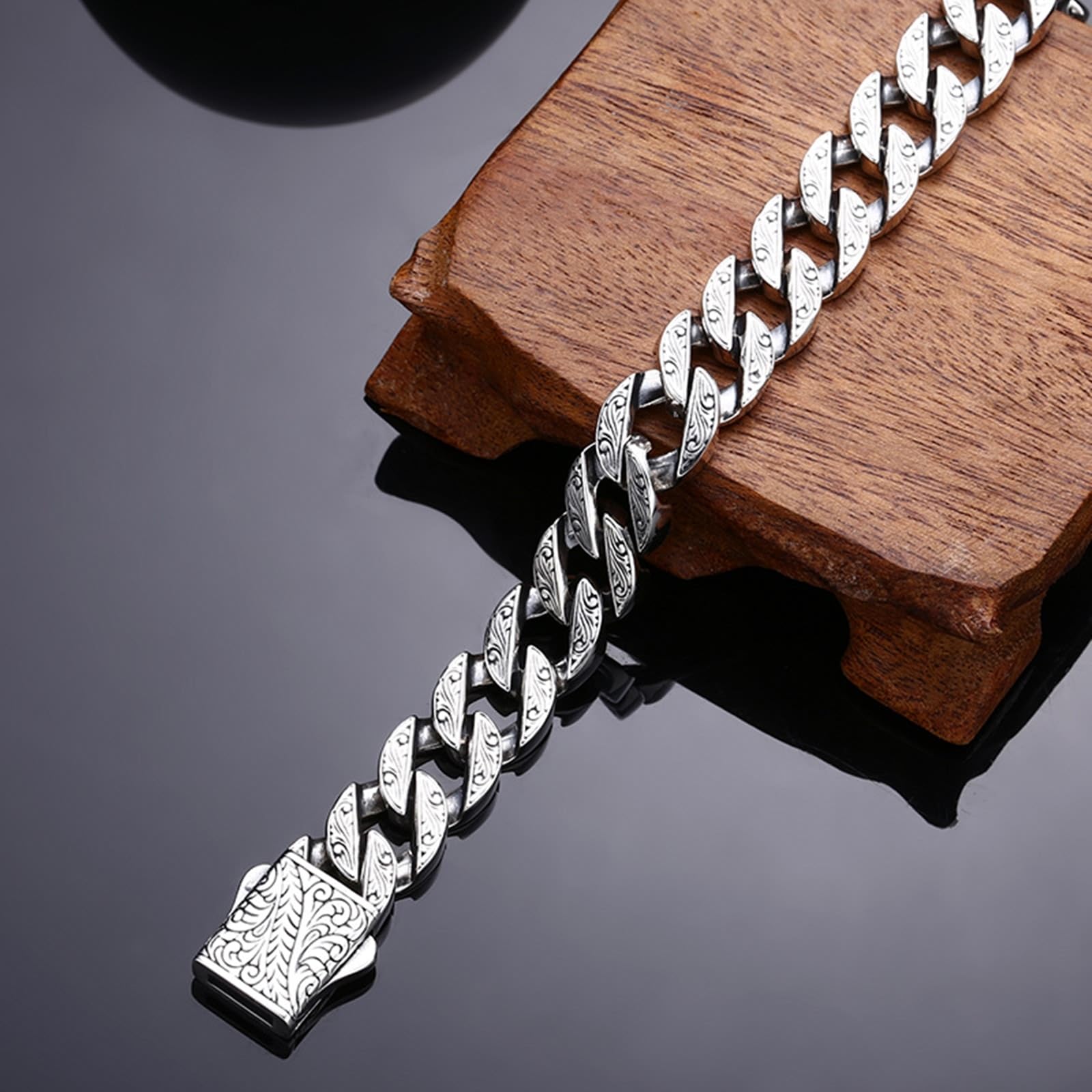 Epinki Herren S925 Silber Armreifen Weinstock Kubanerkette Armbänder