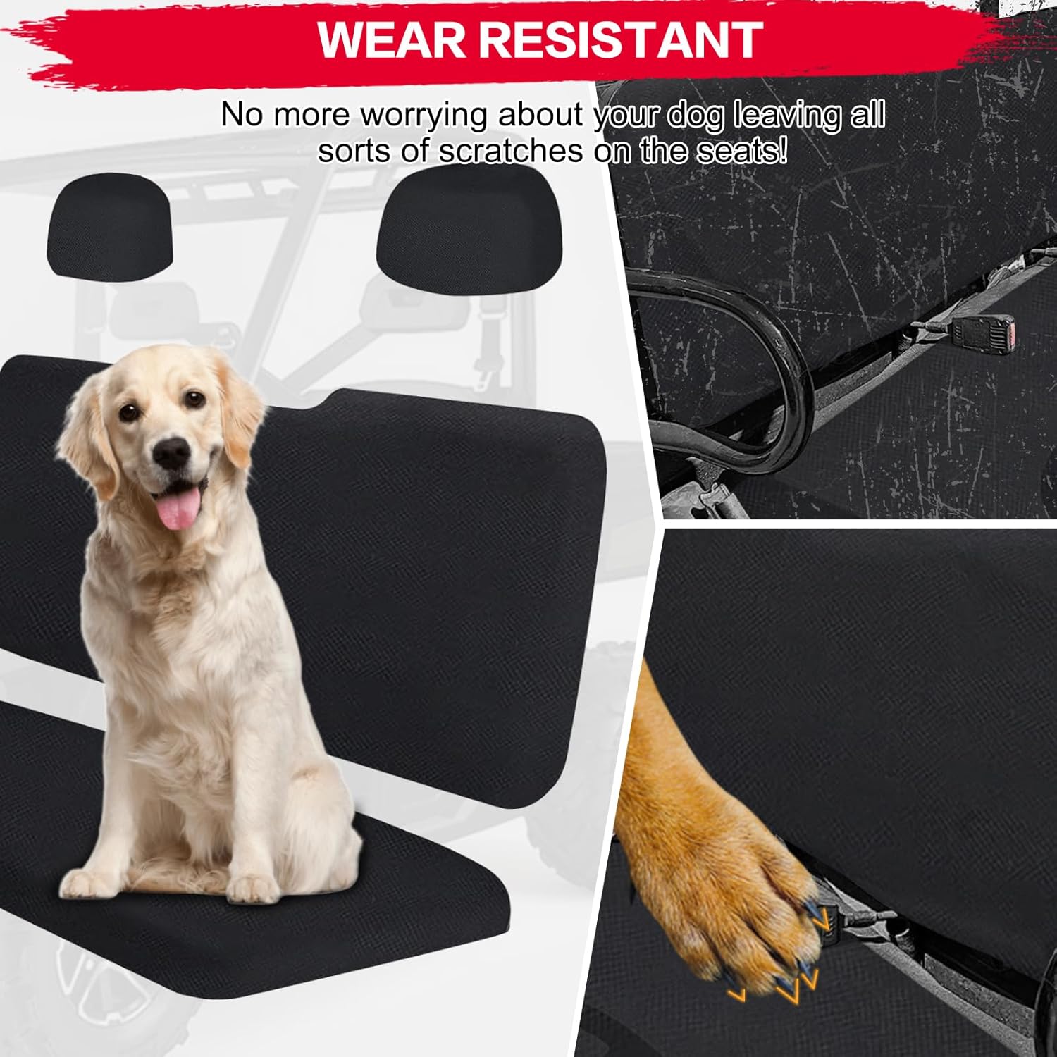 UTV Ranger Seat Covers Compatible with Polaris Ranger 500 700 800 2002-2008, Waterproof 1680D Heavy Duty PU Coating, Black Seat Cover Ranger Accessories Parts