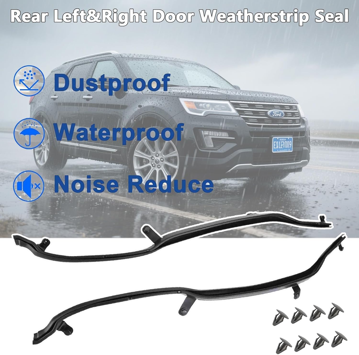 Door Front Weatherstrip RH LH Pair Compatible with Ford Explorer 2011-2019 Front Weather Strip Right Left Hand Fit for Police Interceptor Utility 2013-2019 BB5Z-7825324-B BB5Z-7825325-B