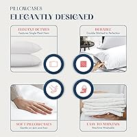 Vista 4 de XOOX Linen Juego de 2 fundas de almohada 100 % algodón egipcio, tamaño King, lujosas fundas de almohada de algodón de 500 hilos (blanco), suaves