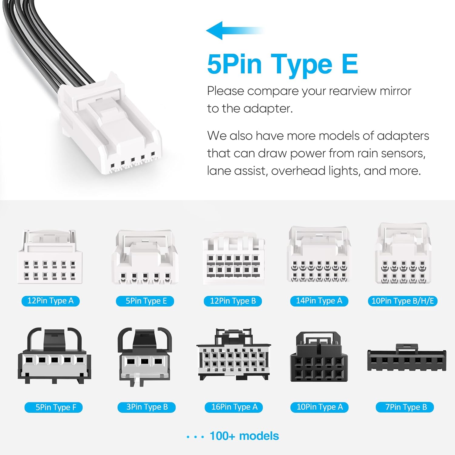 DashCam Power Adapter,(5P Type E)Fit Subaru Ascent/Crosstrek/Forester/Impreza/Legacy/Outback/WRX,Connect to Auto-Dimming Rearview Mirror,Power Adapter Charging Cable for GPS Dash Cam Mirror Camera