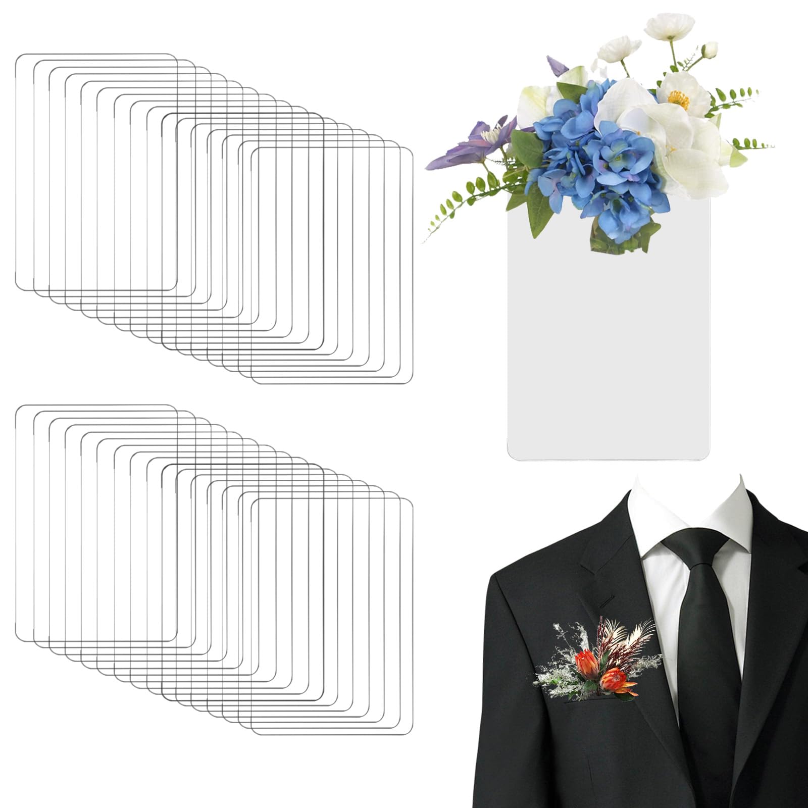 Manchons de poche boutonnière carrée plastique transparent dossier