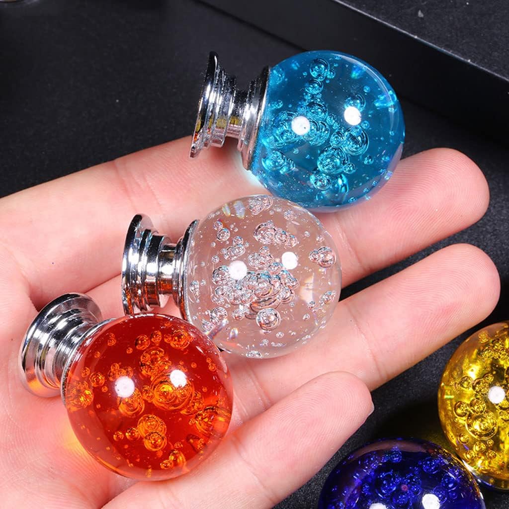 30mm Cabinet Door Handles Multicolor Round Crystal Bubble Ball Drawer Knobs Wardrobe Handles Furniture Knob Kitchen Door Pulls (Color : E)