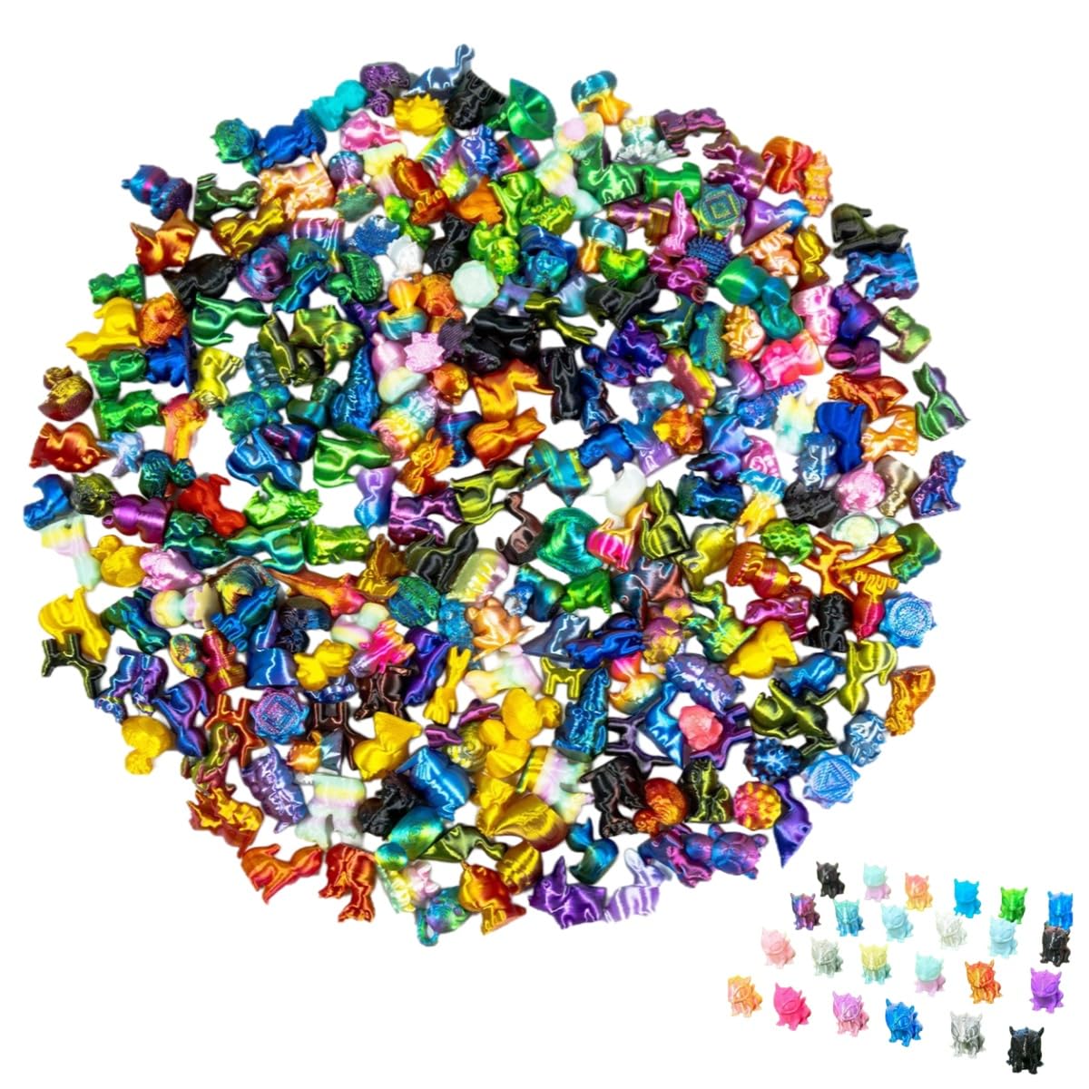 DiiWmme Static 3D Printed Animals Mini Figures, Assorted Styles Random Mini 3D Printed Fidget Toy, Cute Desk Decor for Home Office, Christmas Party, Gifts (40pcs Dragon)