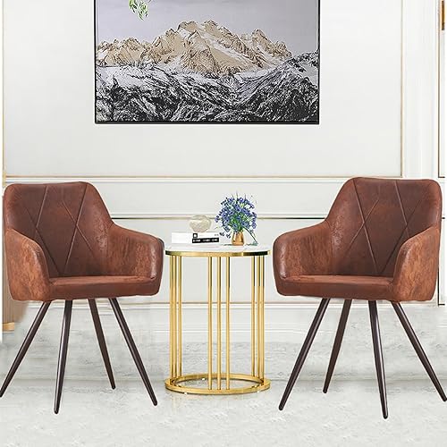 Miniatura 2 de Juego de 2 sillas de comedor tapizadas de mediados de siglo, silla moderna de gamuza con patas de metal negro para cocina, sala de estar, recepción,